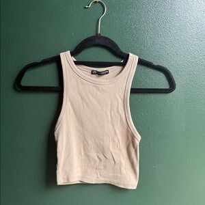 Zara Beige Sleeveless Crop Top